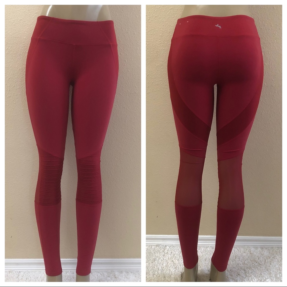 Joy Lab Mid Rise Moto Mesh Detail Leggings Red XS